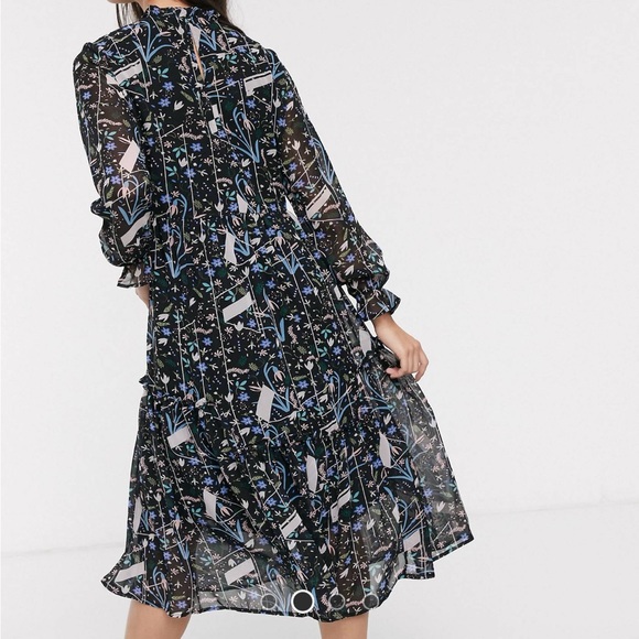 NWT ✨ ASOS JDY Midi Black Abstract Print Floral Dress - Picture 7 of 13